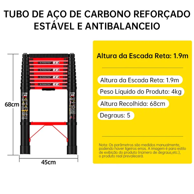 Escada Telescópica Retrátil em Liga de Alumínio — 5m, 7m e 9m, suporta 150kg — imagem 10